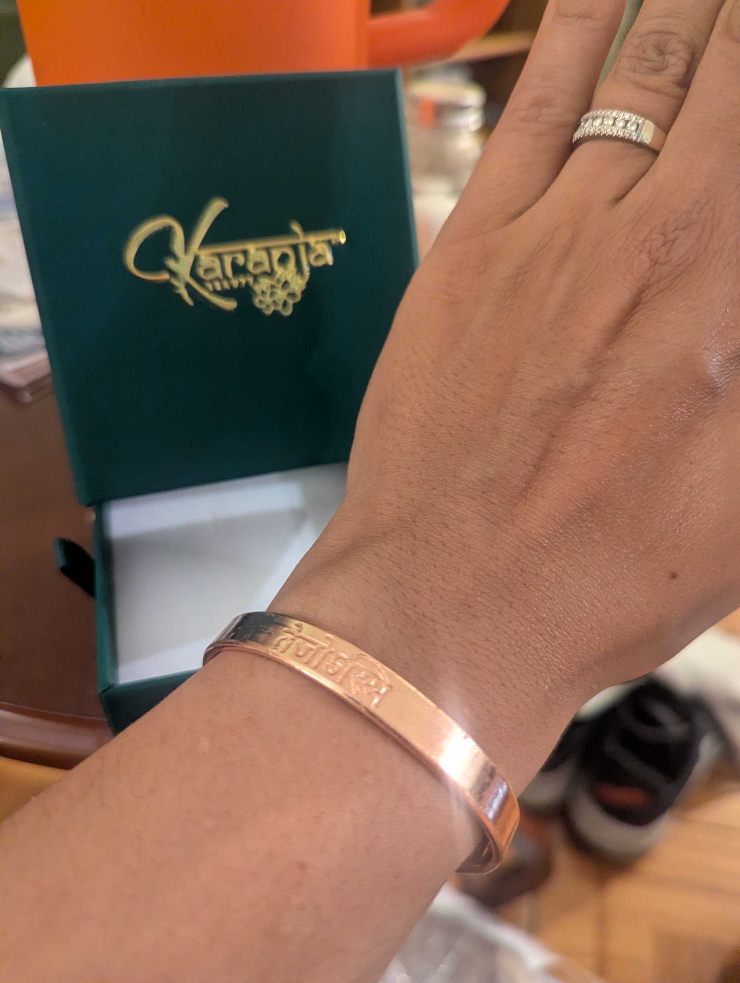 Karanja Mantra Copper Bangle